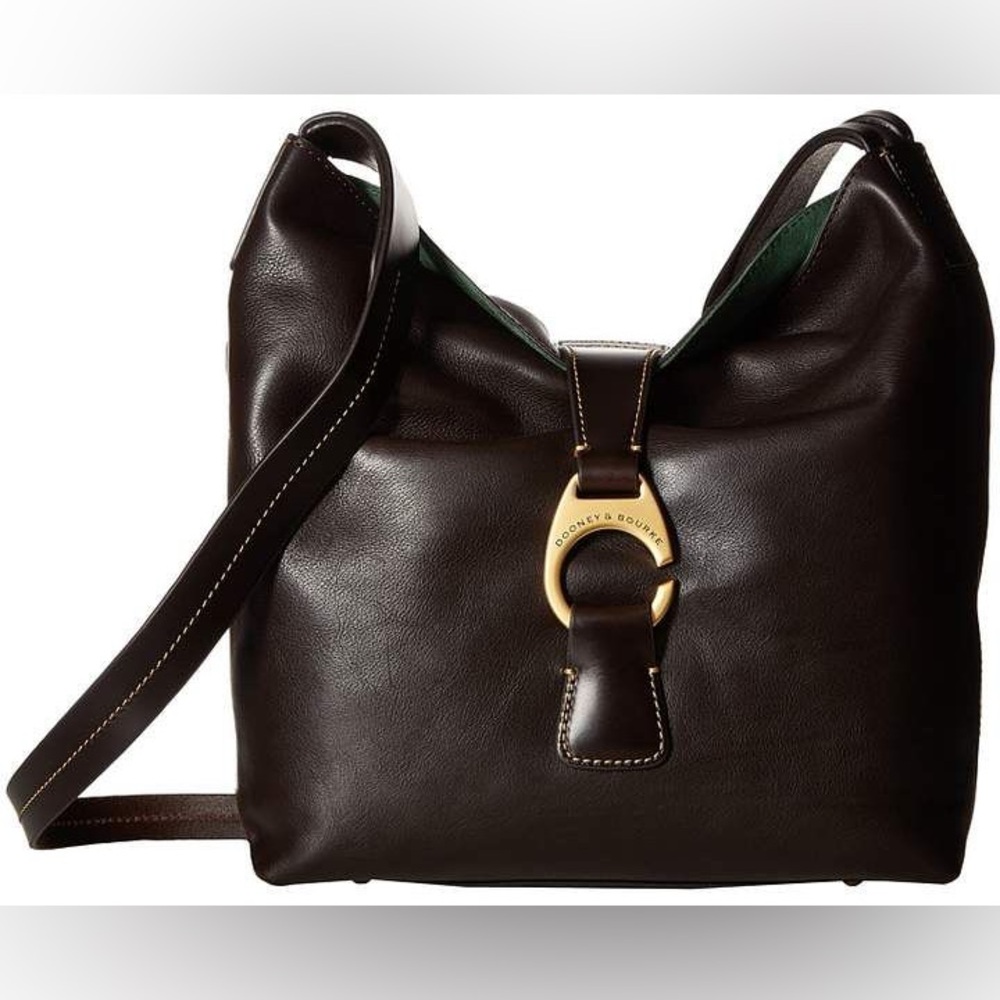 Dooney & Bourke Dark Brown Leather Hobo with Gold Hardware